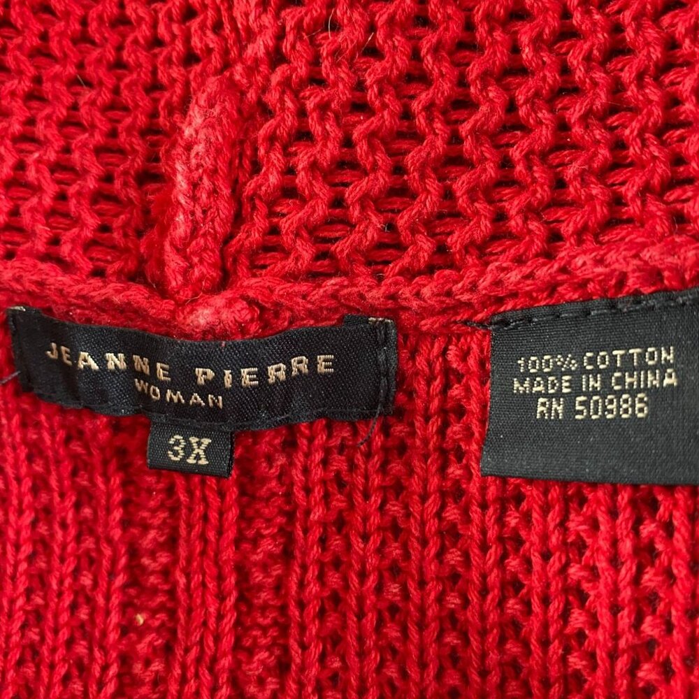 Jeanne Pierre Women Red Oversized Cowl Neck Long Line Cable Knit Sweater Size 3X - Picture 3 of 8